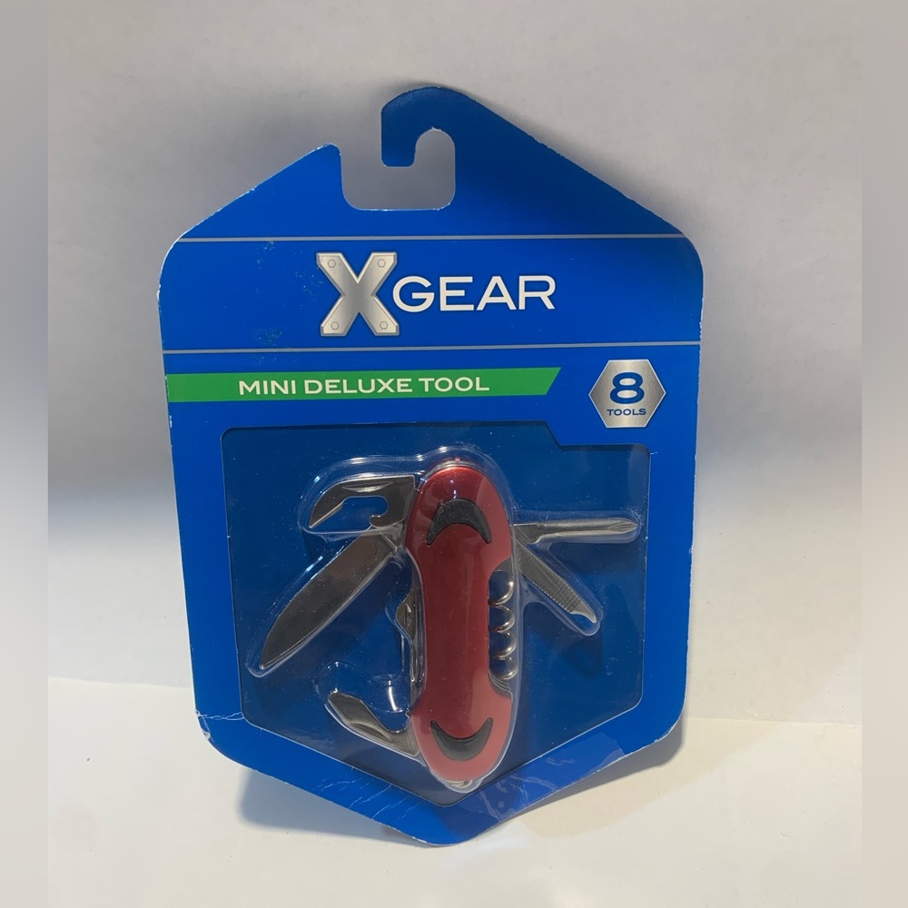 Xgear Mini Deluxe Multi Tool Red 8 Implements Stainless Steel Knife